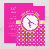 Gepersonaliseerde Gymnastiek Roze Groene Polka-Sti Kaart (Voorkant / Achterkant)