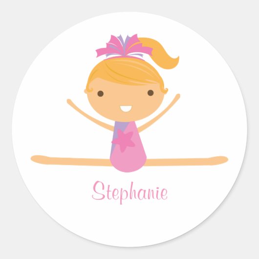 Gepersonaliseerde gymnastiek split meisje kinder s ronde sticker (Voorkant)
