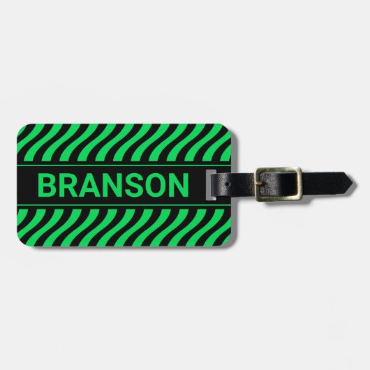 Gepersonaliseerde H Bar Green Wave Bagagelabel (Voorkant horizontaal)