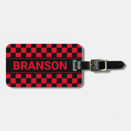 Gepersonaliseerde H Bar Red gecontroleerd Bagagelabel