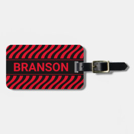 Gepersonaliseerde H Bar Red Wave Bagagelabel