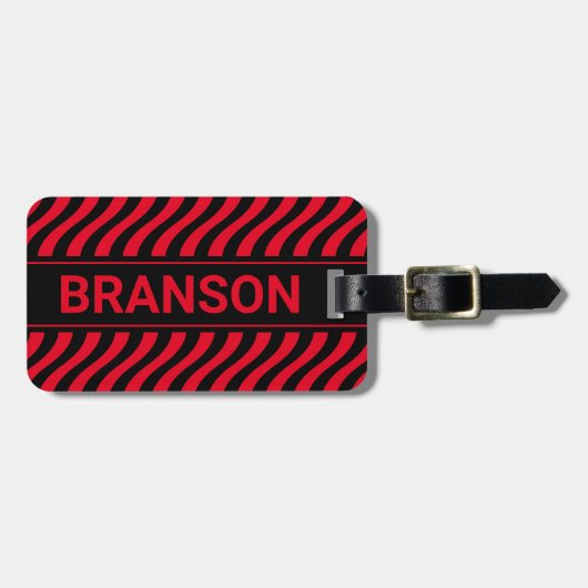 Gepersonaliseerde H Bar Red Wave Bagagelabel (Voorkant horizontaal)