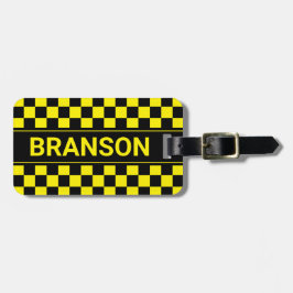 Gepersonaliseerde H Bar Yellow Gecontkered Bagagelabel