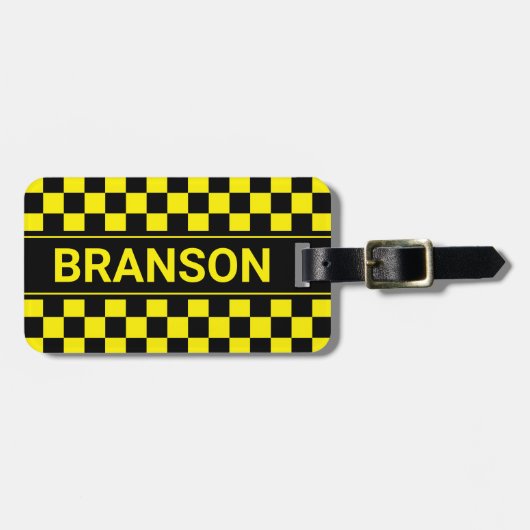 Gepersonaliseerde H Bar Yellow Gecontkered Bagagelabel (Voorkant horizontaal)