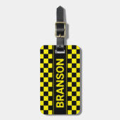 Gepersonaliseerde H Bar Yellow Gecontkered Bagagelabel (Voorkant verticaal)