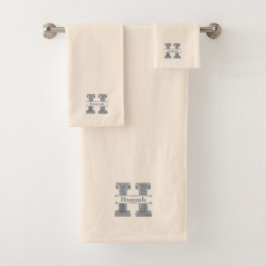 Gepersonaliseerde H Initiaal Silver Monogram Jouw  Bad Handdoek