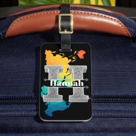 Gepersonaliseerde H Initiaal Silver Monogram Jouw  Bagagelabel