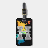 Gepersonaliseerde H Initiaal Silver Monogram Jouw  Bagagelabel (Voorkant verticaal)