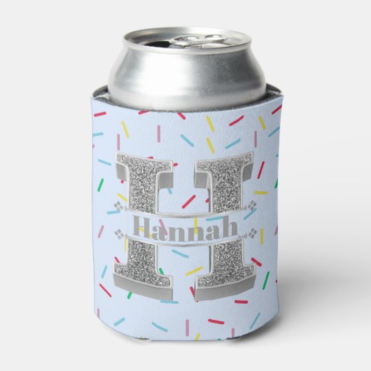 Gepersonaliseerde H Initiaal Silver Monogram Jouw  Blikjeskoeler (Blikje Voorkant)