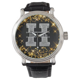 Gepersonaliseerde H Initiaal Silver Monogram Jouw  Horloge