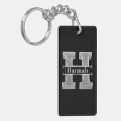 Gepersonaliseerde H Initiaal Silver Monogram Jouw  Sleutelhanger (Voorkant Links)
