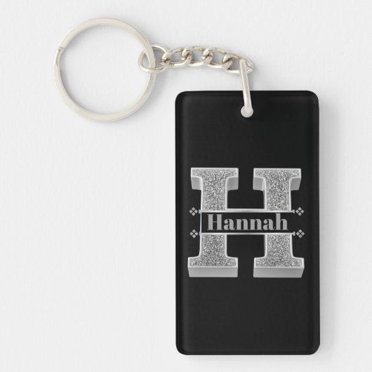 Gepersonaliseerde H Initiaal Silver Monogram Jouw  Sleutelhanger (Voorkant)