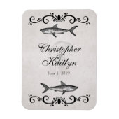 Gepersonaliseerde haai en kwal bruiloft magneet (Verticaal)