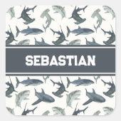 Gepersonaliseerde haai Sticker | Waterverf haaien (Voorkant)
