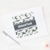 Gepersonaliseerde haai Sticker | Waterverf haaien (Envelop)