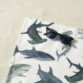 Gepersonaliseerde haai strand handdoek | Waterverf (In situ)