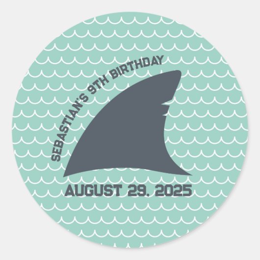 Gepersonaliseerde haaienvin Sticker | Aqua & White (Voorkant)