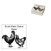Gepersonaliseerde Haan en Kip Boerderij Rubberstempel (Gestempeld)