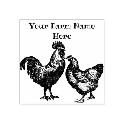 Gepersonaliseerde Haan en Kip Boerderij Rubberstempel (Afrduk)