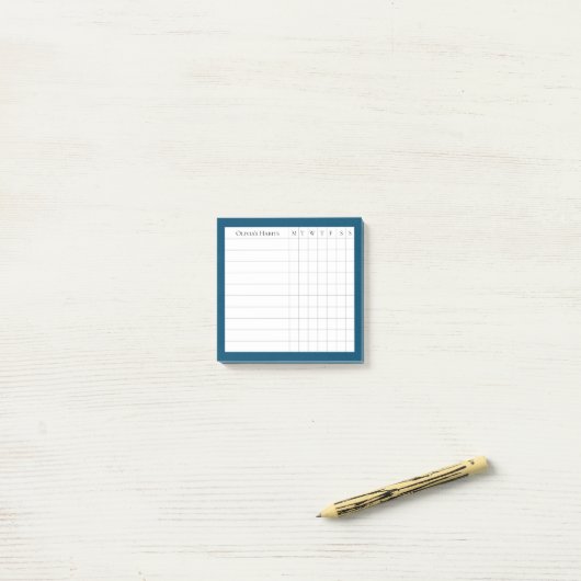 Gepersonaliseerde Habit Tracker in Ocean Blue Post-it® Notes (Op bureau)