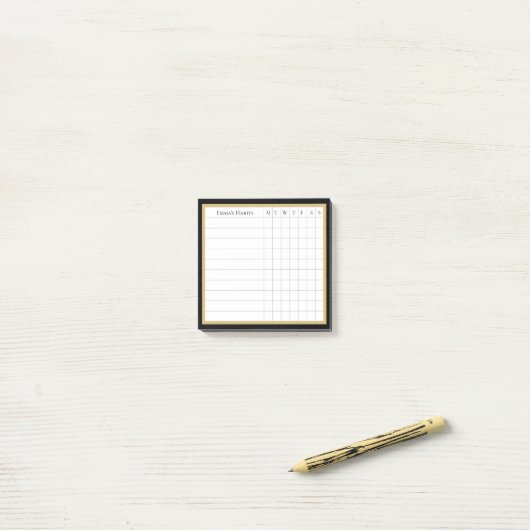 Gepersonaliseerde Habit Tracker in zwart & kaki Post-it® Notes (Op bureau)