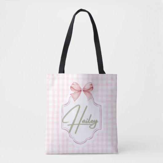 Gepersonaliseerde Hailey Baby Girl Nursery Bow & G Tote Bag (Voorkant)