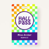 Gepersonaliseerde Hall Pass Badkamerpas Docenten K Badge (Voorkant)