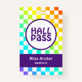 Gepersonaliseerde Hall Pass Badkamerpas Docenten K Badge (Achterkant)