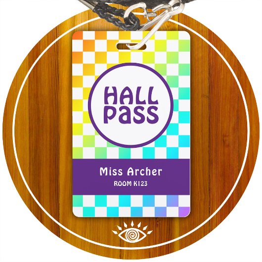 Gepersonaliseerde Hall Pass Badkamerpas Docenten K Badge