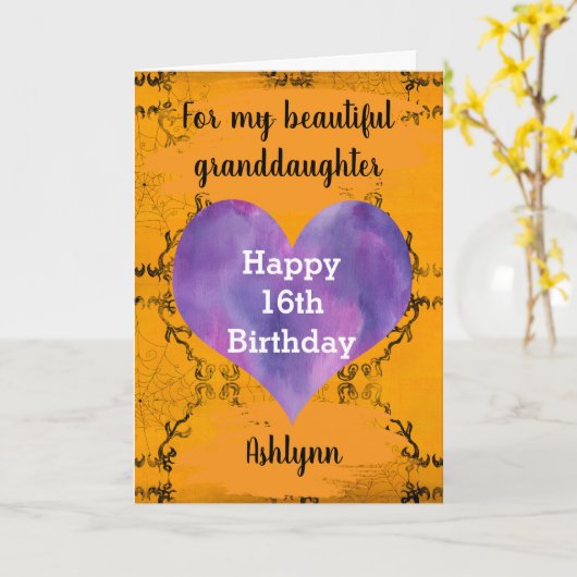 Gepersonaliseerde Halloween 16e verjaardag kleindo Kaart (Gele Bloem)