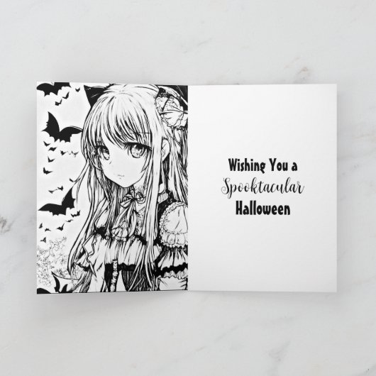 Gepersonaliseerde Halloween Anime Meisje Kaart (Binnen)
