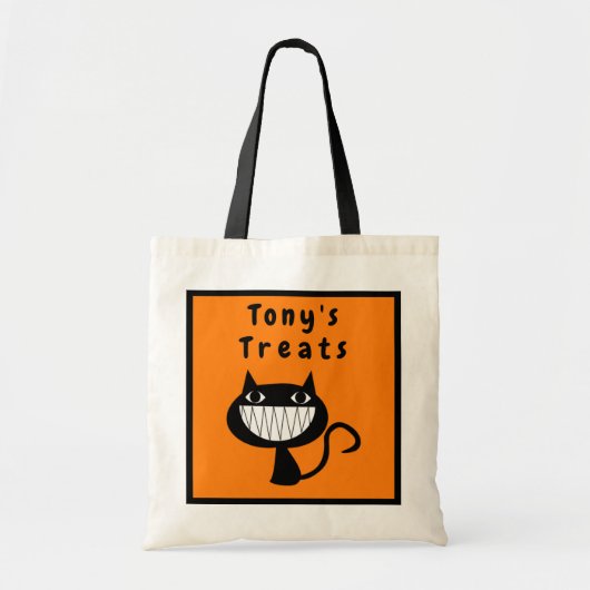 Gepersonaliseerde Halloween behandelt het glimlach Tote Bag (Voorkant)