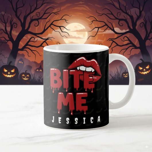 Gepersonaliseerde Halloween Bite Me Vampire Lips Magische Mok