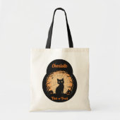 Gepersonaliseerde Halloween Black Cat Trick-or-Tre Tote Bag (Voorkant)