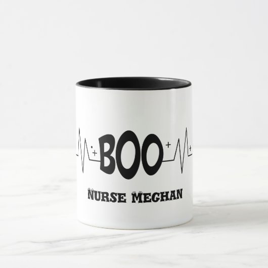Gepersonaliseerde Halloween Boo EKG Mok (Midden)