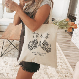 Gepersonaliseerde Halloween bruiloft tot de dood C Tote Bag