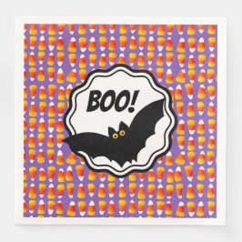 Gepersonaliseerde Halloween Candy Corn Black Bat B Servet