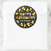 Gepersonaliseerde Halloween Candy Corn Ronde Stick Ronde Sticker (Tas)