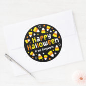 Gepersonaliseerde Halloween Candy Corn Ronde Stick Sticker (Envelop)