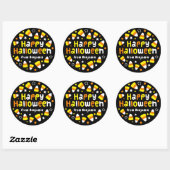 Gepersonaliseerde Halloween Candy Corn Ronde Stick Sticker (Vel)
