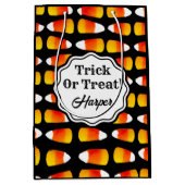 Gepersonaliseerde Halloween Candy Corn Trick or tr Medium Cadeauzakje (Voorkant)