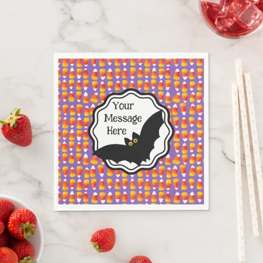 Gepersonaliseerde Halloween Crazy Candy Corn Black Servet (Insitu)