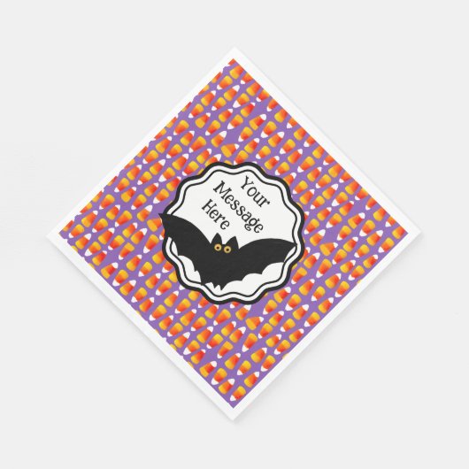 Gepersonaliseerde Halloween Crazy Candy Corn Black Servet (Hoek)