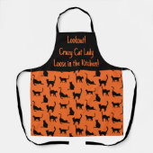 Gepersonaliseerde Halloween Crazy Cat Lady in de k Schort (Voorkant)