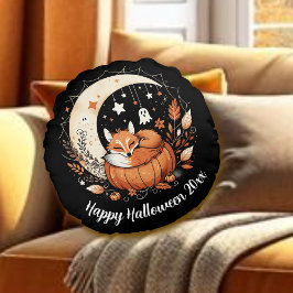 Gepersonaliseerde Halloween Fox en Ghost Round Pil Rond Kussen