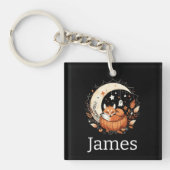 Gepersonaliseerde Halloween Fox en Ghost Sleutelhanger (voorkant)