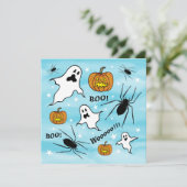 Gepersonaliseerde Halloween Geesten, Pompoenen en Kaart (Staand voorkant)