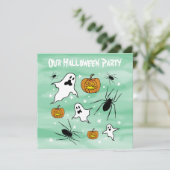 Gepersonaliseerde Halloween Geesten, Pompoenen en Kaart (Staand voorkant)