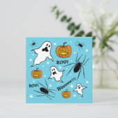 Gepersonaliseerde Halloween Geesten, Pompoenen en  Kaart (Staand voorkant)