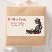 Gepersonaliseerde Halloween Geesten Schedel Bloeme Etiket (Insitu)